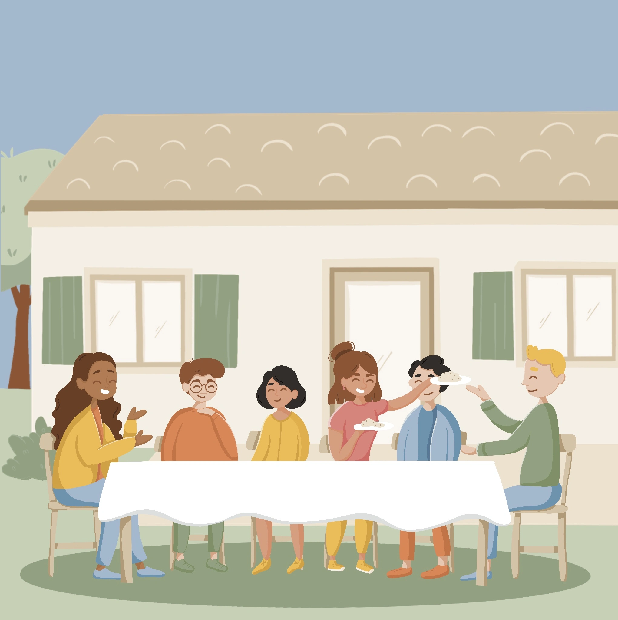 illustration repas amis