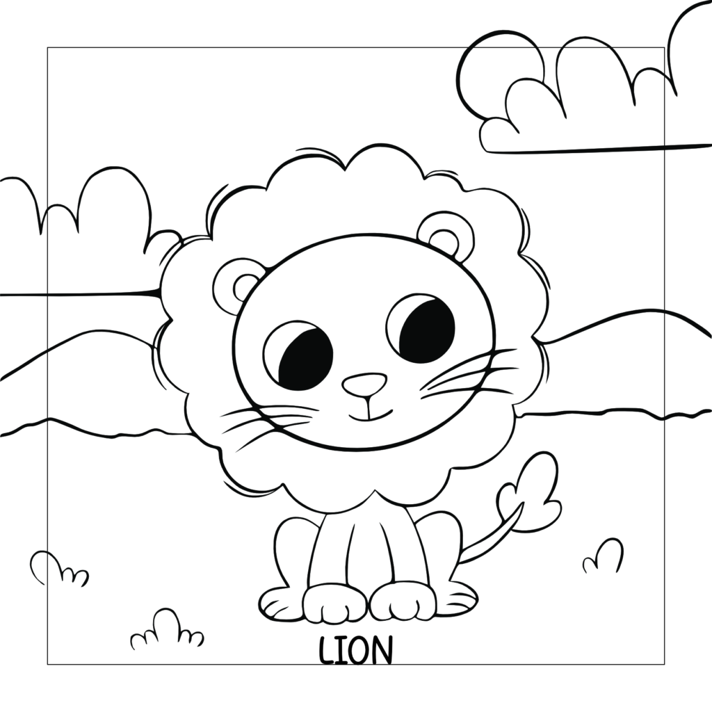 illustration lion savane