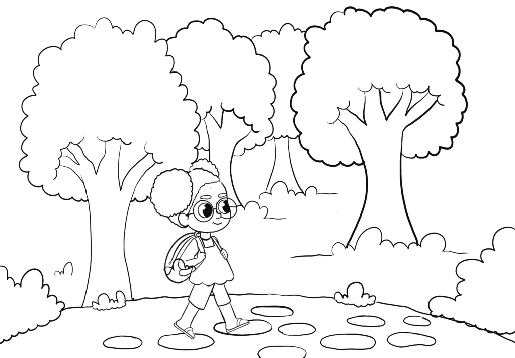 croquis promenade en foret illustration jeunesse