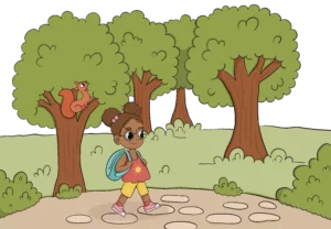 illustration promenade en foret couleur édition jeunesse