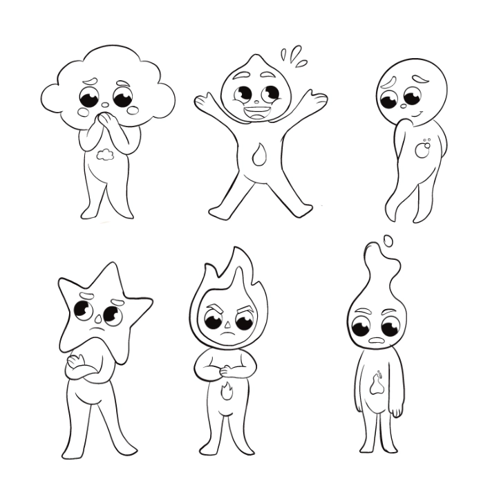 croquis illustration émotions personnages