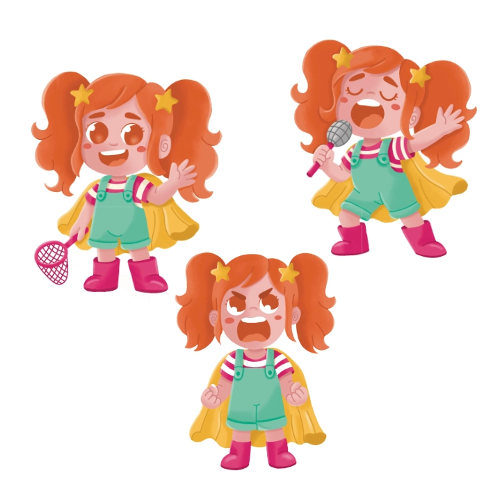 Illustration personnage jeunesse fille rousse avec des couettes