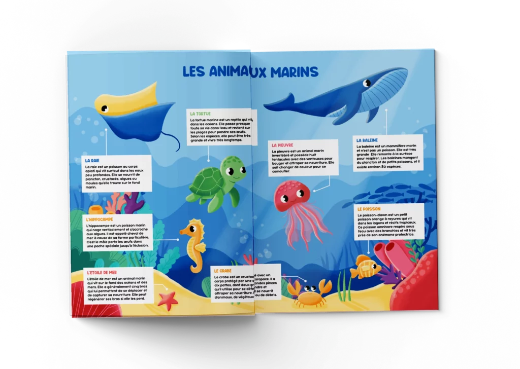 page magazine scolaire animaux marins